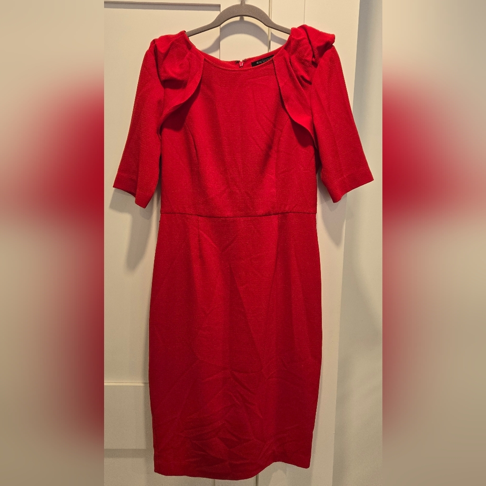 The Limited Eva Longoria Womens Size 8 Red Ruffle Dress